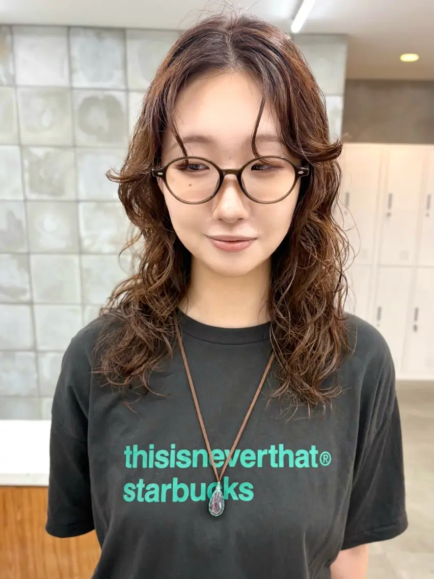 セミロング カラー パーマ セミロングパーマ レイヤーカット tetohair 森田浩平のヘアスタイル