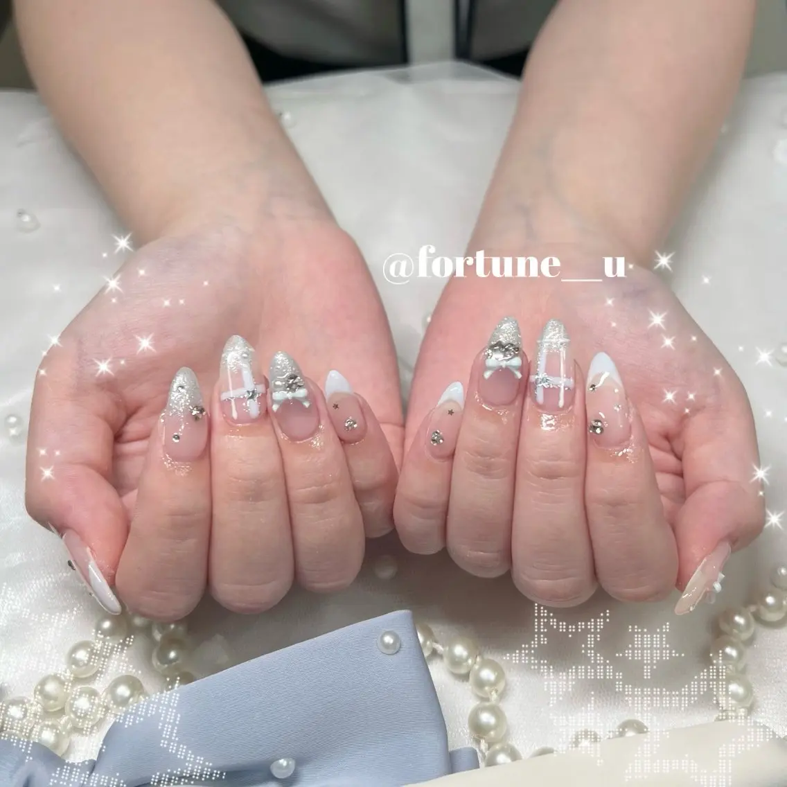 ネイル ガーリー 韓国ネイル ワンホンネイル ハンドネイル 💜✩.* Yuuna💜のネイルデザイン