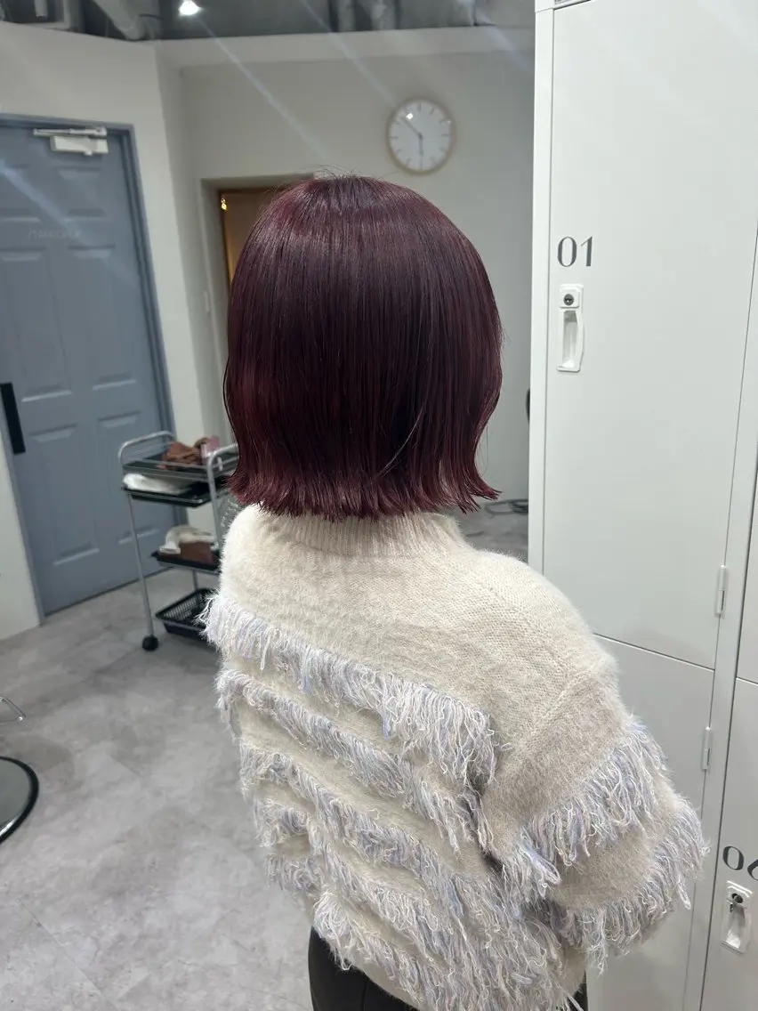 ミディアム カラー ヘアアレンジ レッドカラー ヘアカラー ボブ /ニュアンス/ satomi🧸💖のヘアスタイル