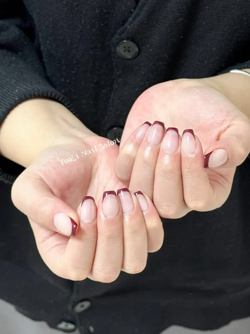 ネイル アートネイル オーロラネイル チークネイル フレンチネイル ガラスフレンチ ハンドネイル 🎀🎀YooLi Nail Salonのネイルデザイン
