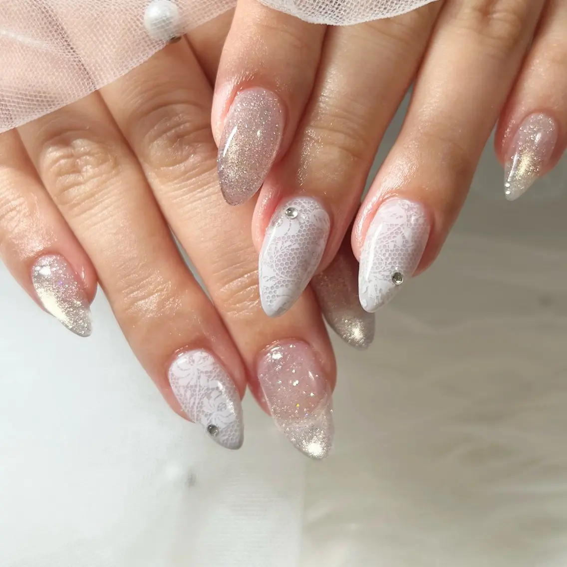 ネイル レース パープル ハンドネイル byul nails ビョルネイルのネイルデザイン
