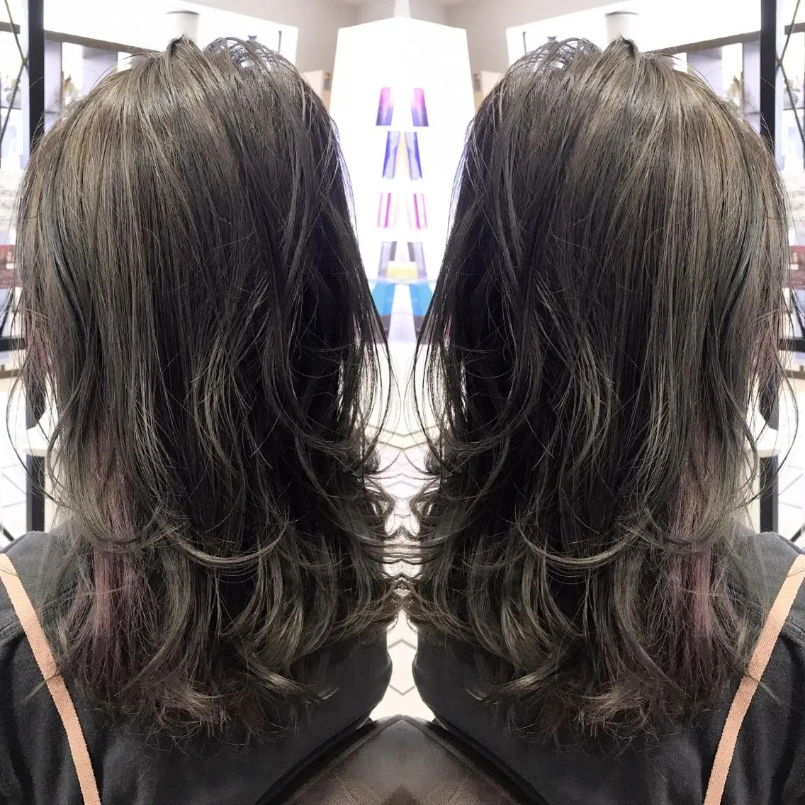 セミロング カラー シールエクステ⭐️ オオミタクヤのヘアスタイル