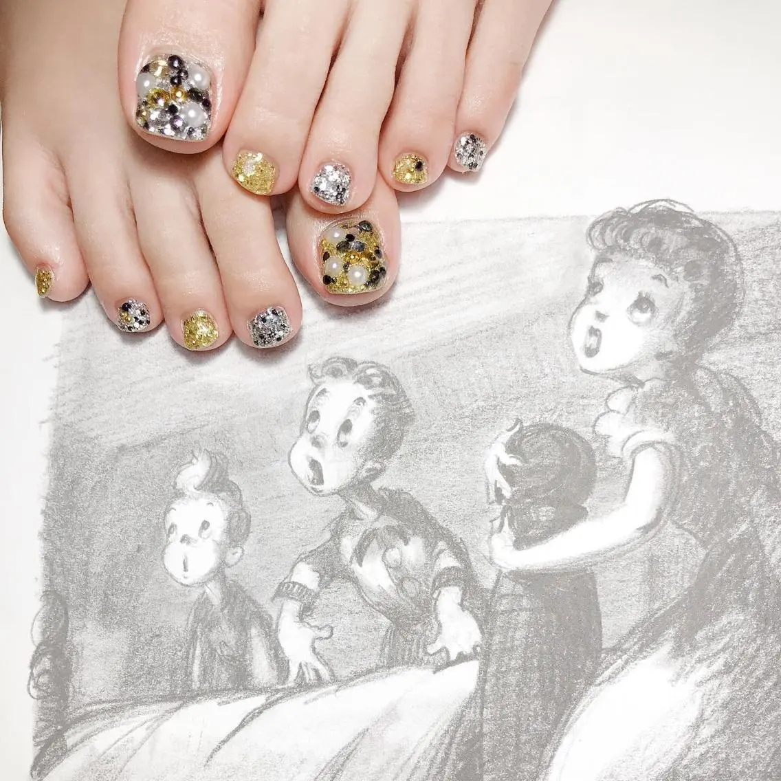 ネイル フットネイル キラキラネイル owlnail /持込みデザイン専門のネイルデザイン