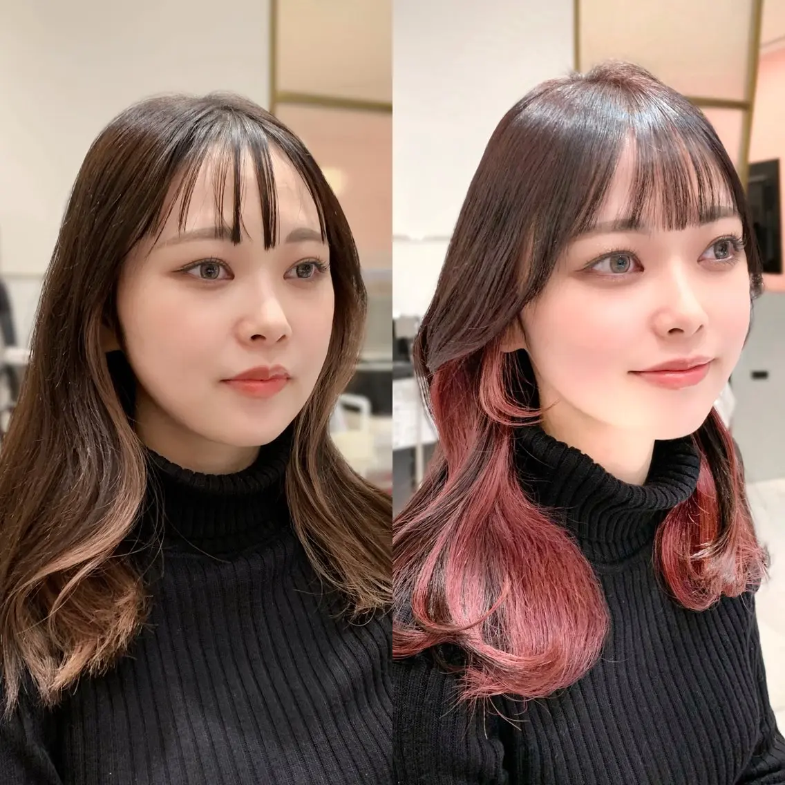 ミディアム カラー カット ヘアカラー トリートメント ヘッドスパ ヘアセット 韓国ヘア/レイヤー/ 顔まわり/りょーとのヘアスタイル