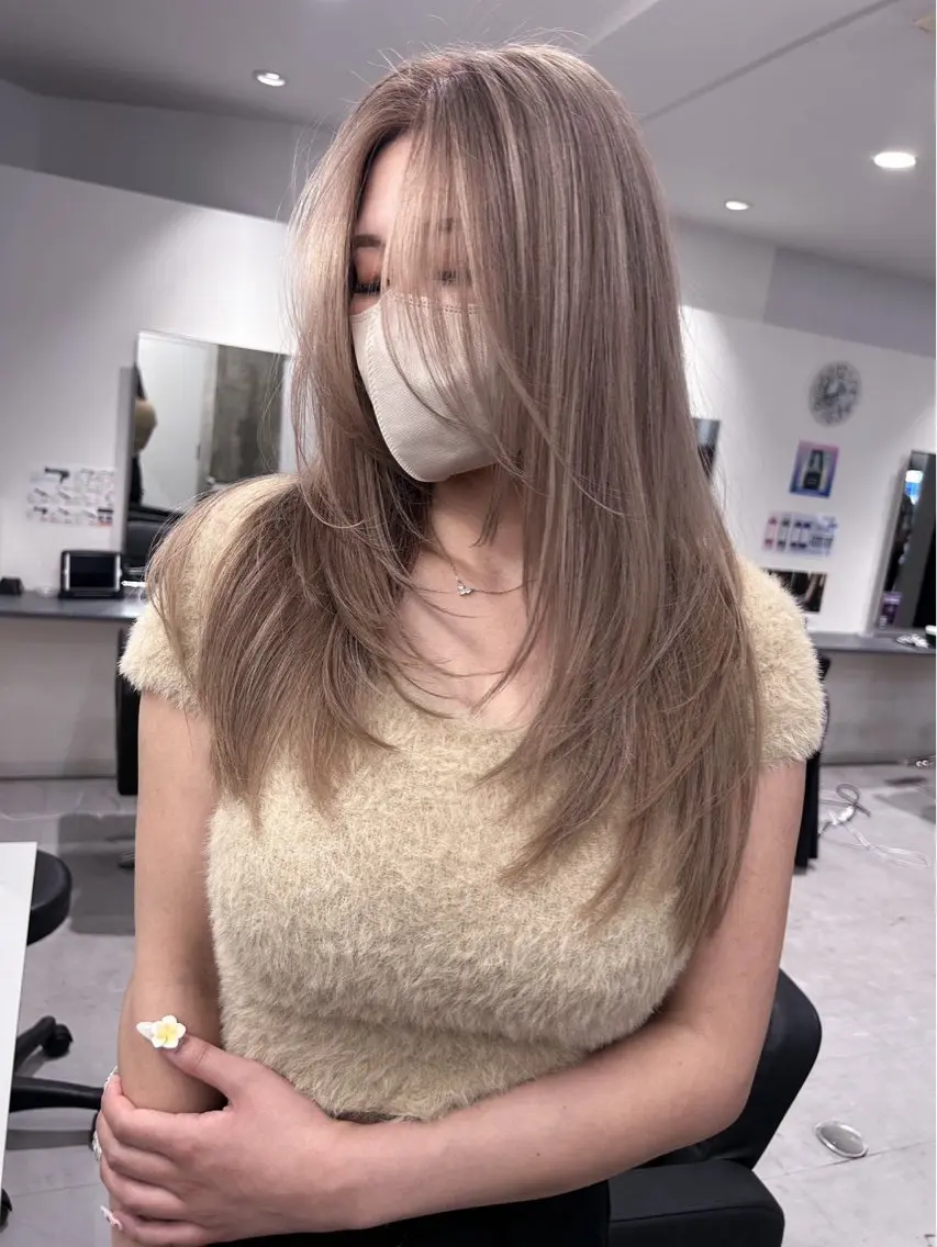 ロング カラー ブリーチ ダブルカラー ブリーチなしカラー 梅田美容師/レイヤー /メンズハイライトのヘアスタイル