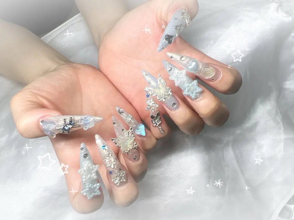 ネイル 長さ出し グラデーション キラキラネイル マグネットネイル ニュアンスネイル Lee Nails チップ長さだし専門店のネイルデザイン
