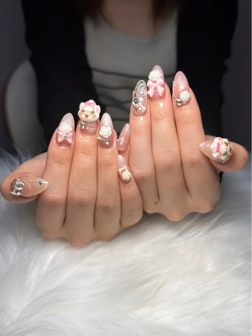 ネイル 長さ出し 韓国ネイル マグネットネイル ミラーネイル 持ち込み ハンドネイル Nail Salon An 渋谷店のネイルデザイン