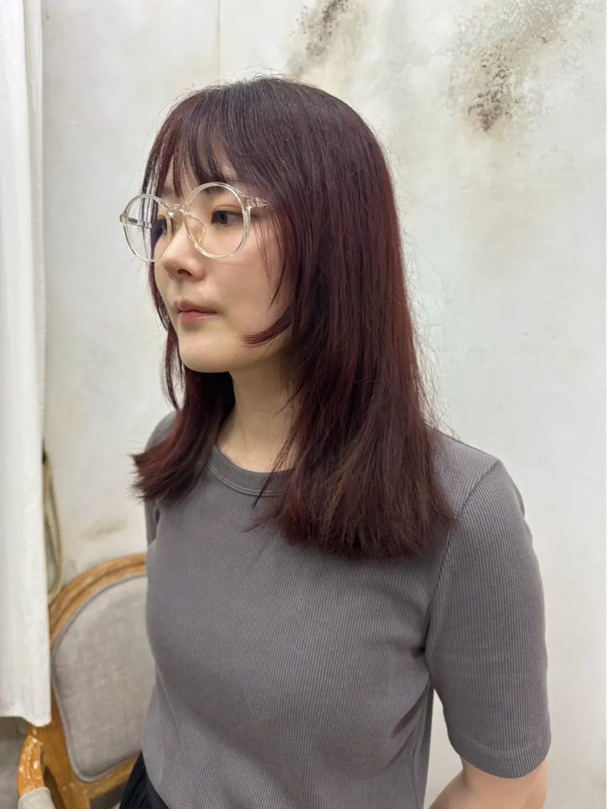 カラー ブラウンカラー ピンクカラー ふたつやゆら🤎ྀི カラー、縮毛矯正のヘアスタイル
