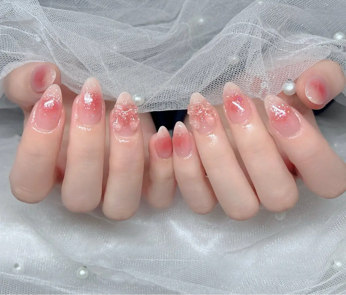 ネイル ハンドネイル 🎀PG🩵 ネイルサロンのネイルデザイン