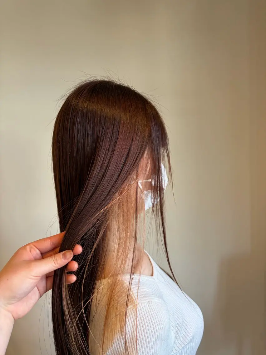 ロング カラー デザインカラー イヤリングカラー ヘアカラー みはる ／暖色カラーのヘアスタイル