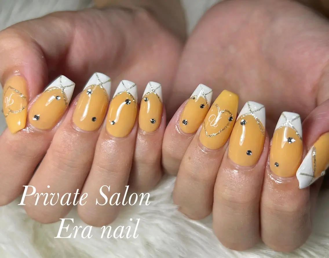 ネイル フレンチネイル ハート 持ち込み ハンドネイル Era nailのネイルデザイン