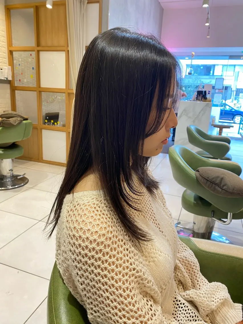 ロング カット 縮毛矯正 ふじ ここなのヘアスタイル