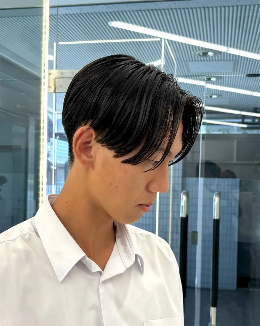 ショート カラー パーマ メンズ センターパート 縮毛矯正 カット 縮毛矯正 森龍馬 メンズ専門美容師のヘアスタイル