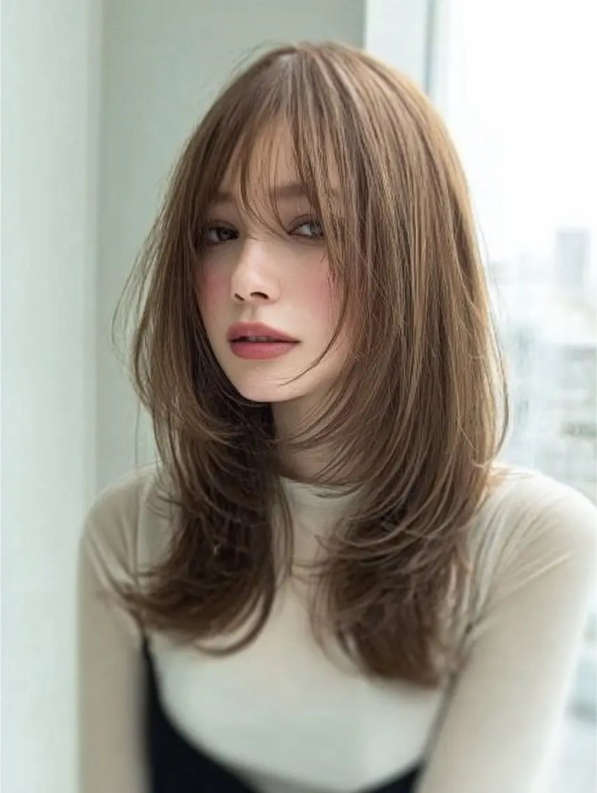 ロング 縮毛矯正 絶対綺麗な暖色カラー 🎯あります✨増渕✨のヘアスタイル
