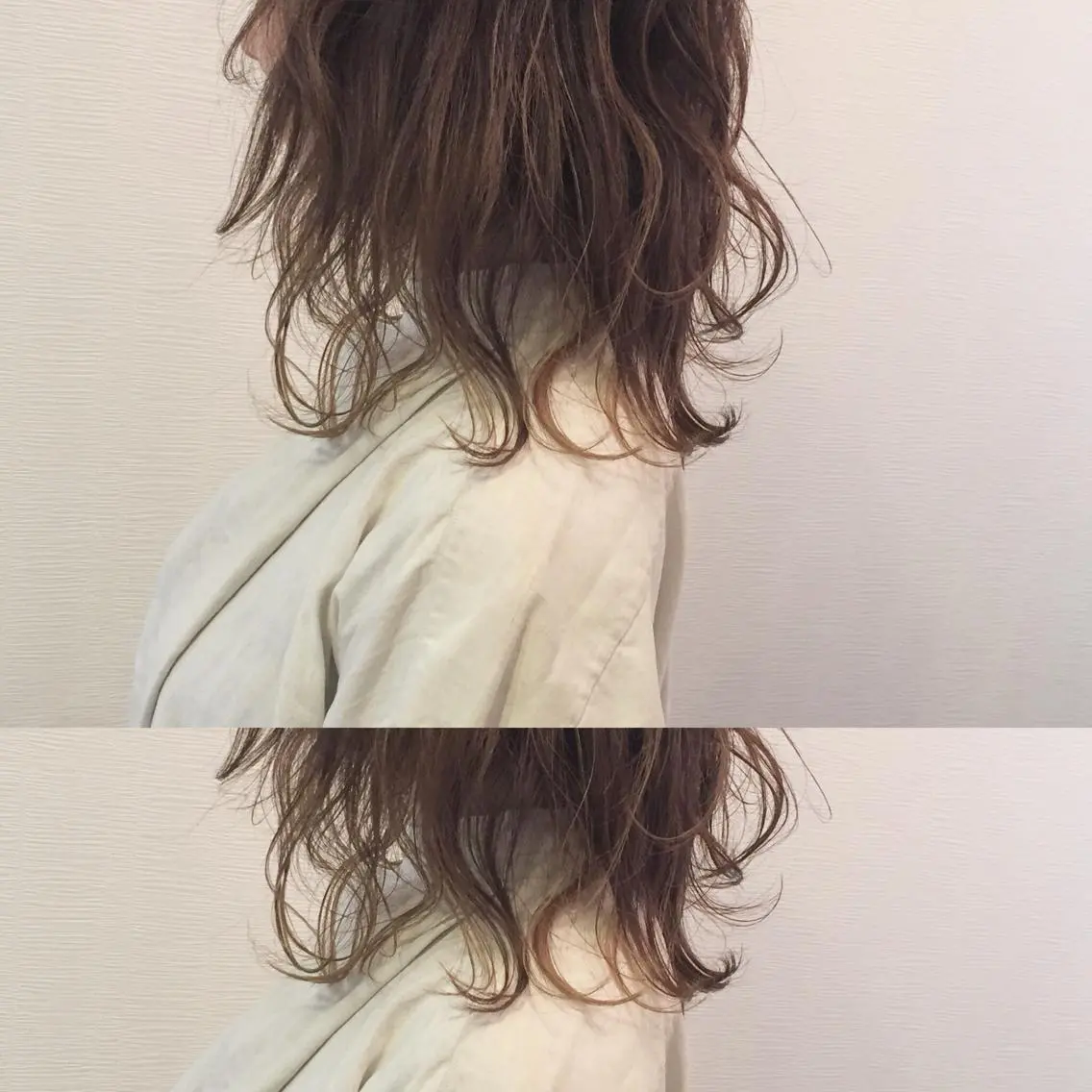 セミロング カラー ブリーチ グラデーションカラー グレージュ ハイライトカラー ブリーチなしカラー カット ヘアカラー トリートメント 池田 真由美のヘアスタイル