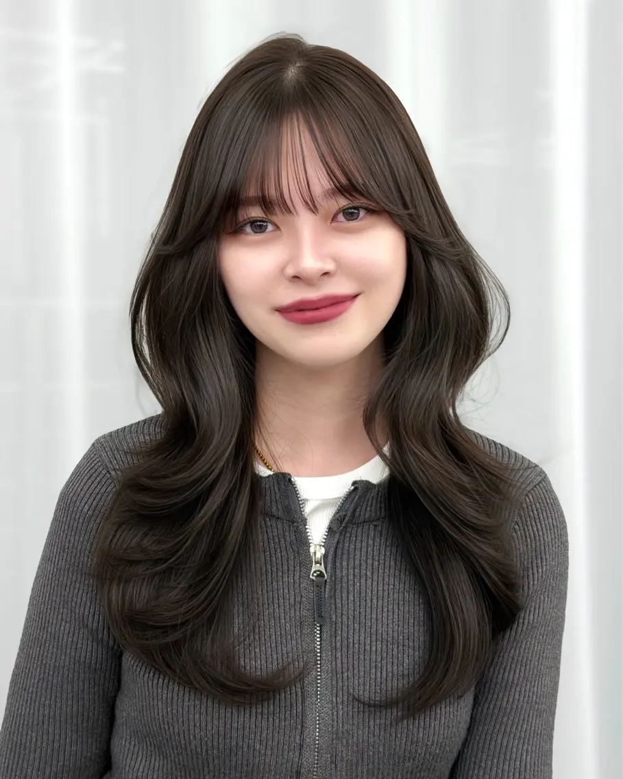 ロング カラー カット ヘアカラー トリートメント 韓国ヘア　紗希 🦋のヘアスタイル
