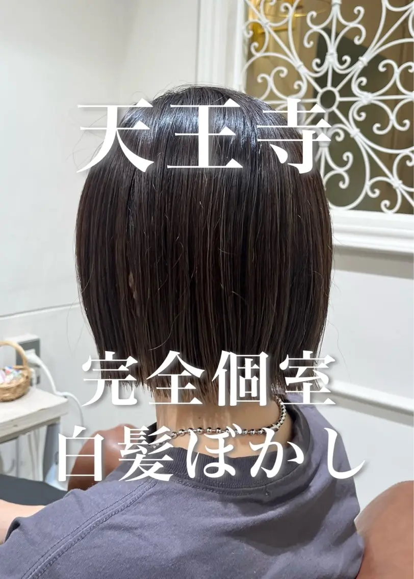 🥉【天王寺/完全個室】白髪ぼかしカラー+BYKARTE2ステップトリートメント(カット、ブリーチも可)の写真