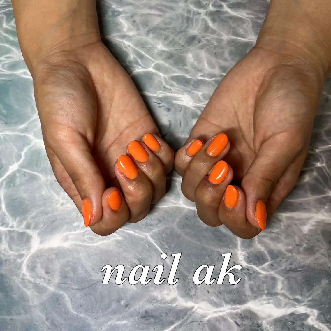 ネイル オレンジ ハンドネイル ak nail .のネイルデザイン