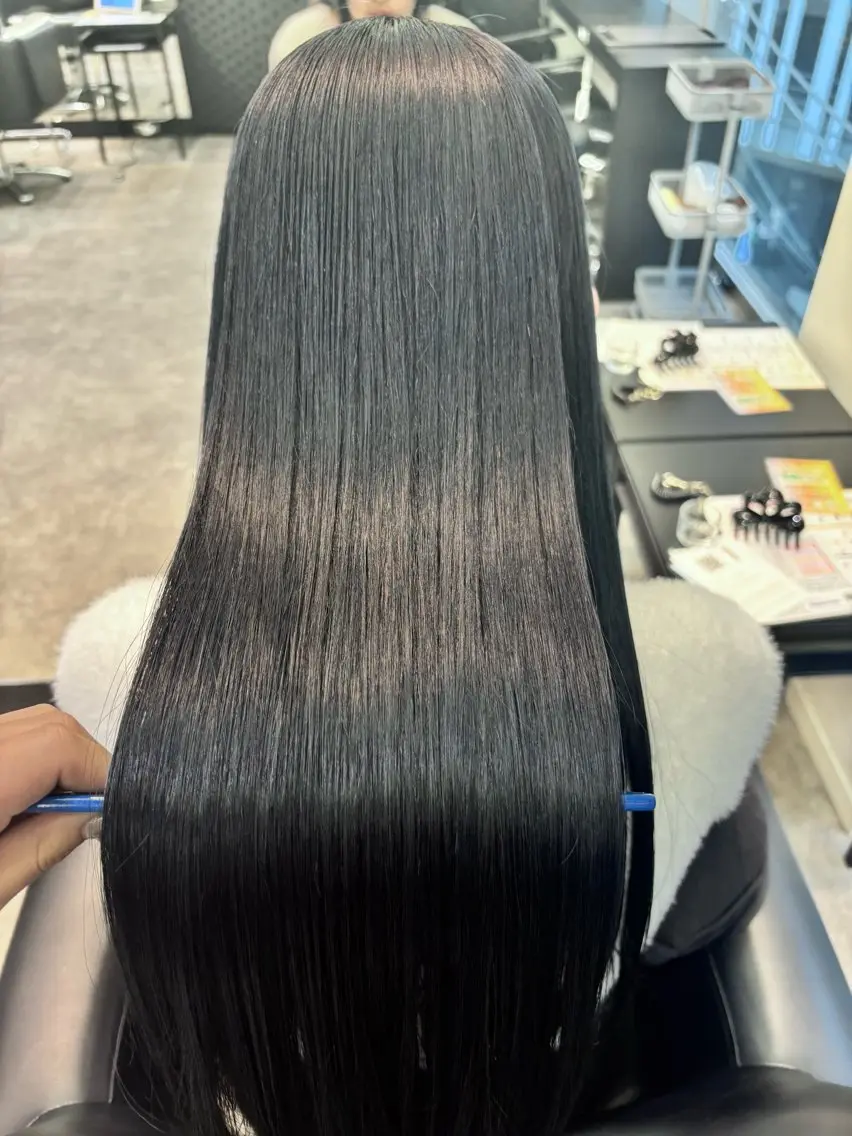 ロング カラー 黒髪 ブルーカラー ブルーブラック ブリーチなし ダブルカラー/ゆなのその他イメージ