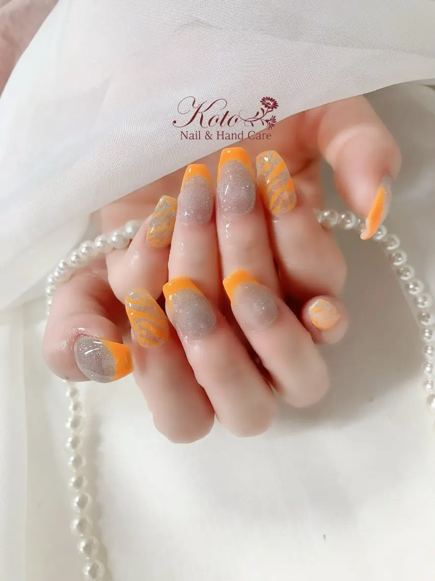 ネイル アニマル柄 長さ出し ジェルネイル 持ち込み ニュアンスネイル ハンドネイル Nail Salon KOTOのネイルデザイン