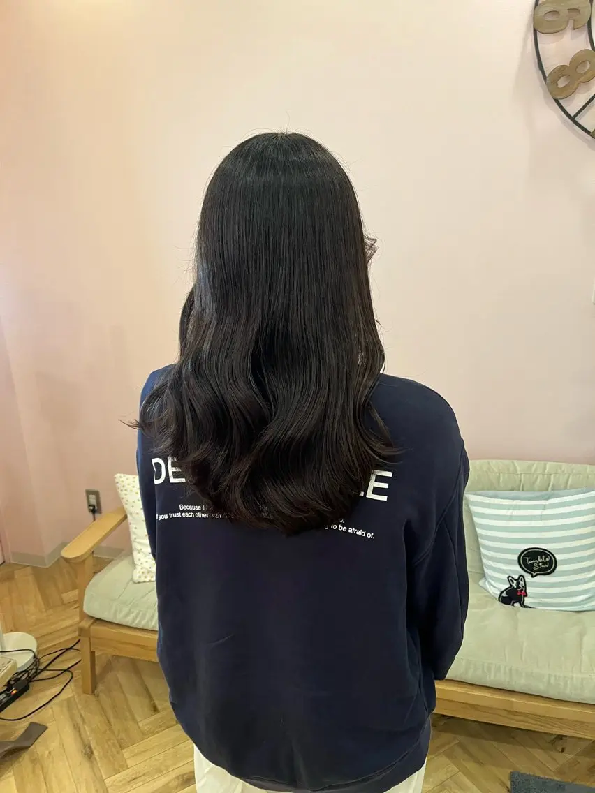 セミロング カラー 黒髪 ブルーカラー ブルーブラック 髪質改善✨/中屋敷 はじめのヘアスタイル