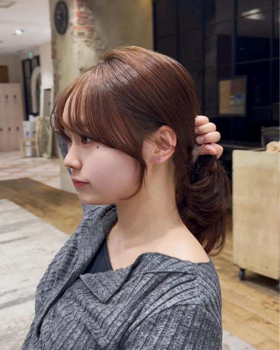 【短時間で可愛く❣️】⭐️似合わせ前髪カット✨＋✨韓国風透明感カラー✨➕💕極上トリートメント💕¥8000の写真
