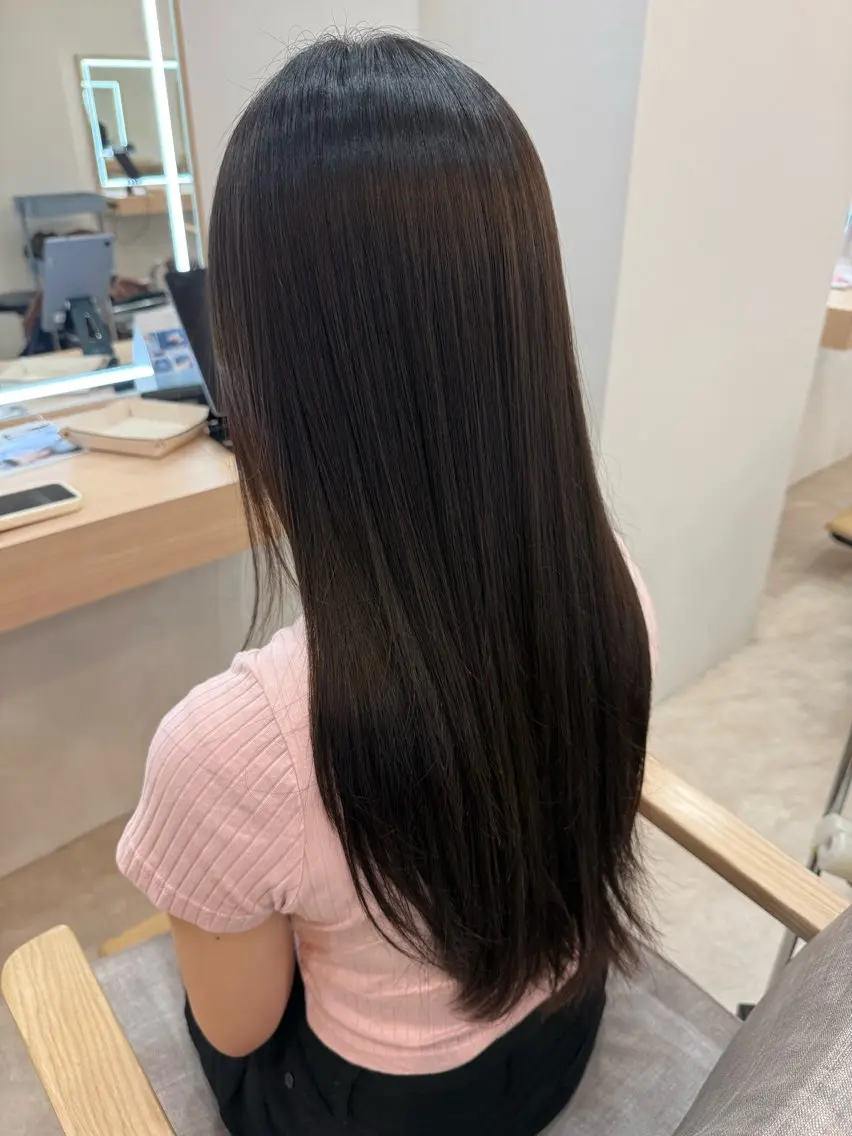 ロング 縮毛矯正 縮毛矯正 森永 秀斗のヘアスタイル