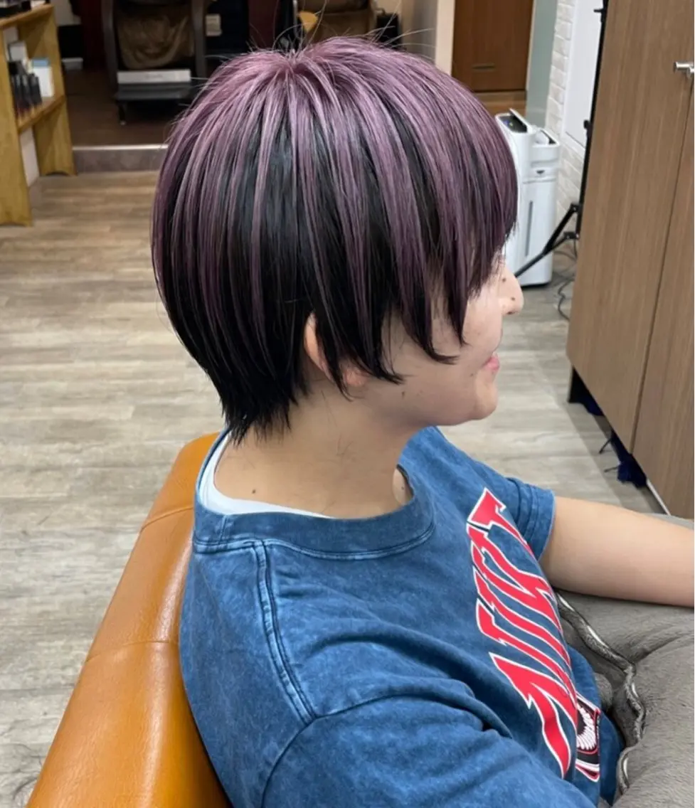 ショート カラー ピンクカラー ピンクパープル パープルカラー COCO .のヘアスタイル