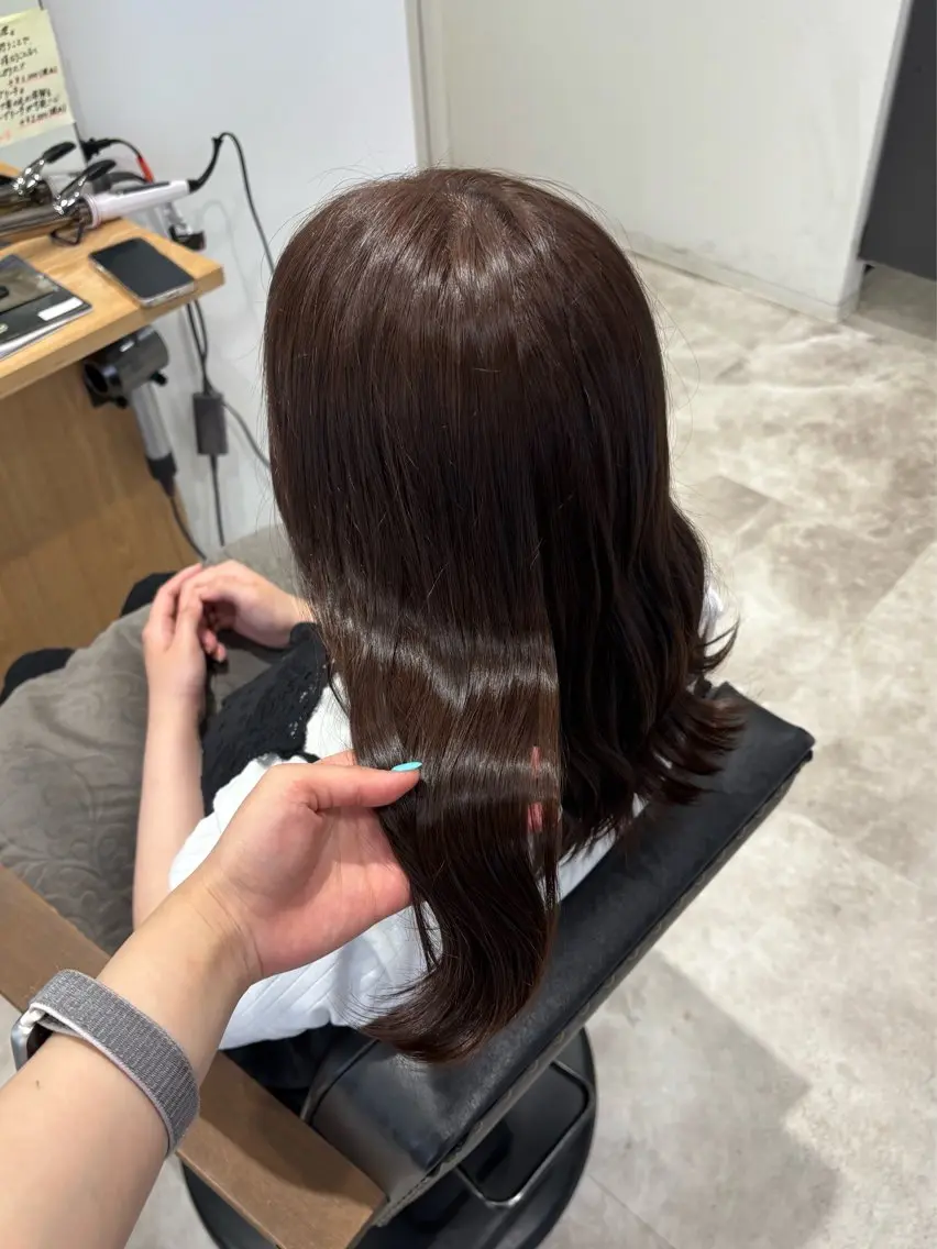 ミディアム カラー 透明感カラー グレージュ ラベンダーカラー ヘアカラー recipe la couleurちずのヘアスタイル