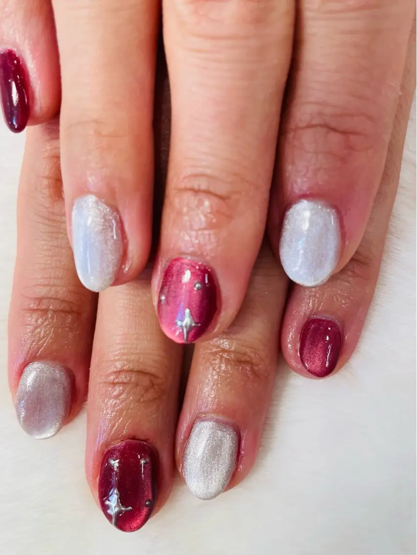 ネイル アートネイル マグネットネイル ミラーネイル 冬ネイル koto nailsのネイルデザイン