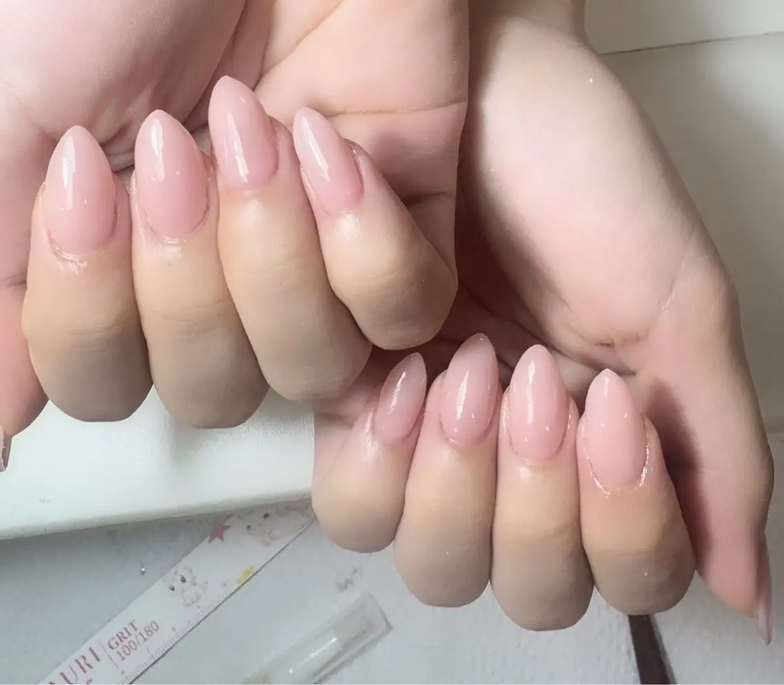 ネイル オーロラネイル ブルー チークネイル 長さ出し フットネイル ハンドネイル Kaki ちゃんのネイルデザイン