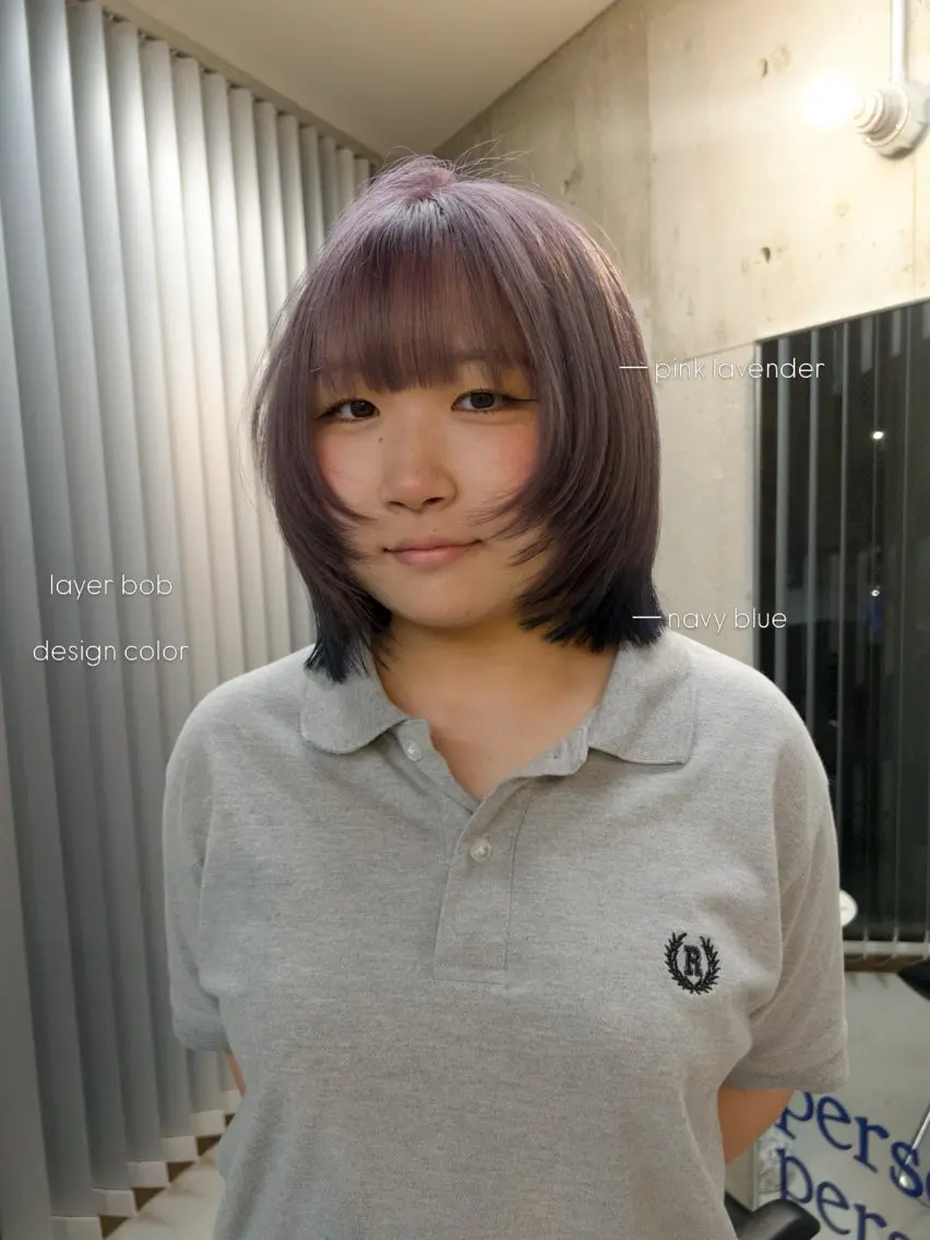 ショート カラー カット ヘアカラー nene｜天神｜ 淡色｜レイヤーボブのヘアスタイル