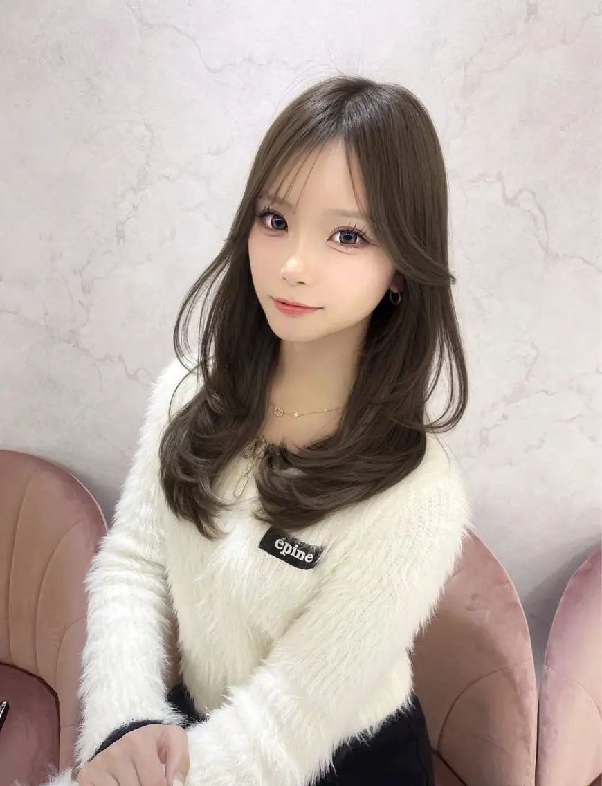 ロング カラー カット ヘアカラー トリートメント レイヤー/髪質改善 縮毛/ハッシュカットのヘアスタイル