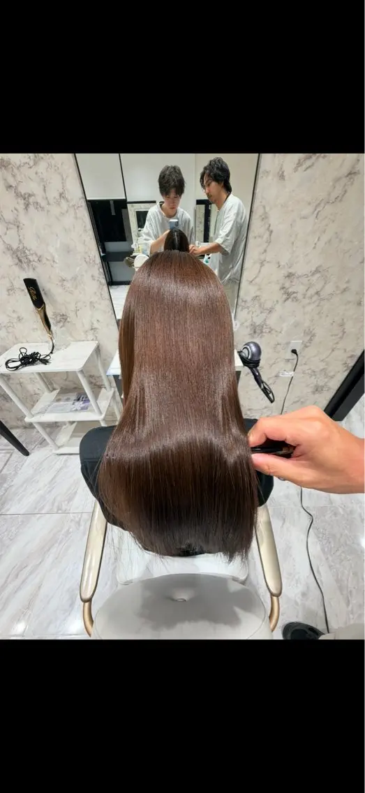 ロング 髪質改善 縮毛矯正 髪質改善ストレート HANABUSA藤江のヘアスタイル