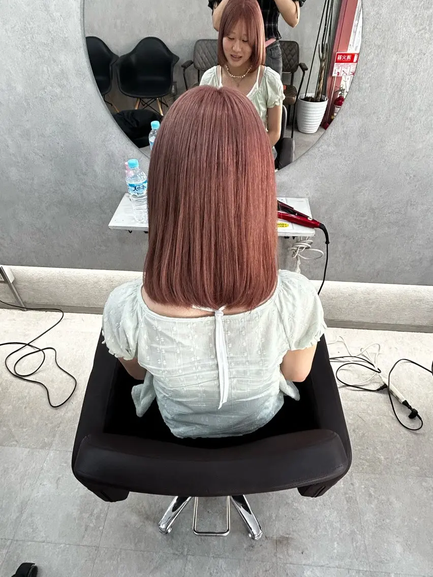 カラー ベージュカラー ブリーチ ピンクカラー ピンクベージュ 町田 玲奈⏦゚♡︎のヘアスタイル