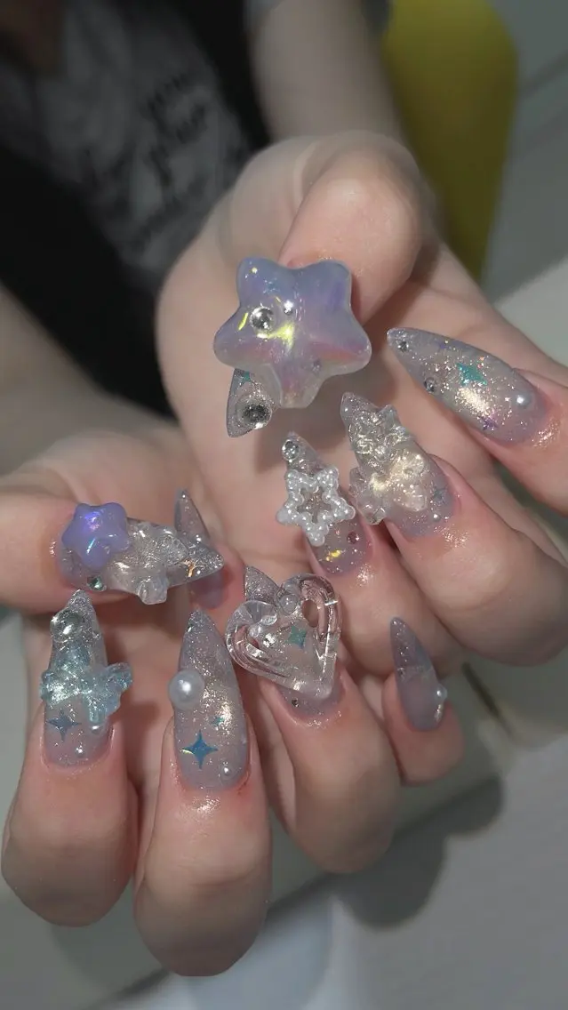 ネイル 水色 マグネットネイル nail S🎀| 格安|渋谷.表参道のネイルデザイン
