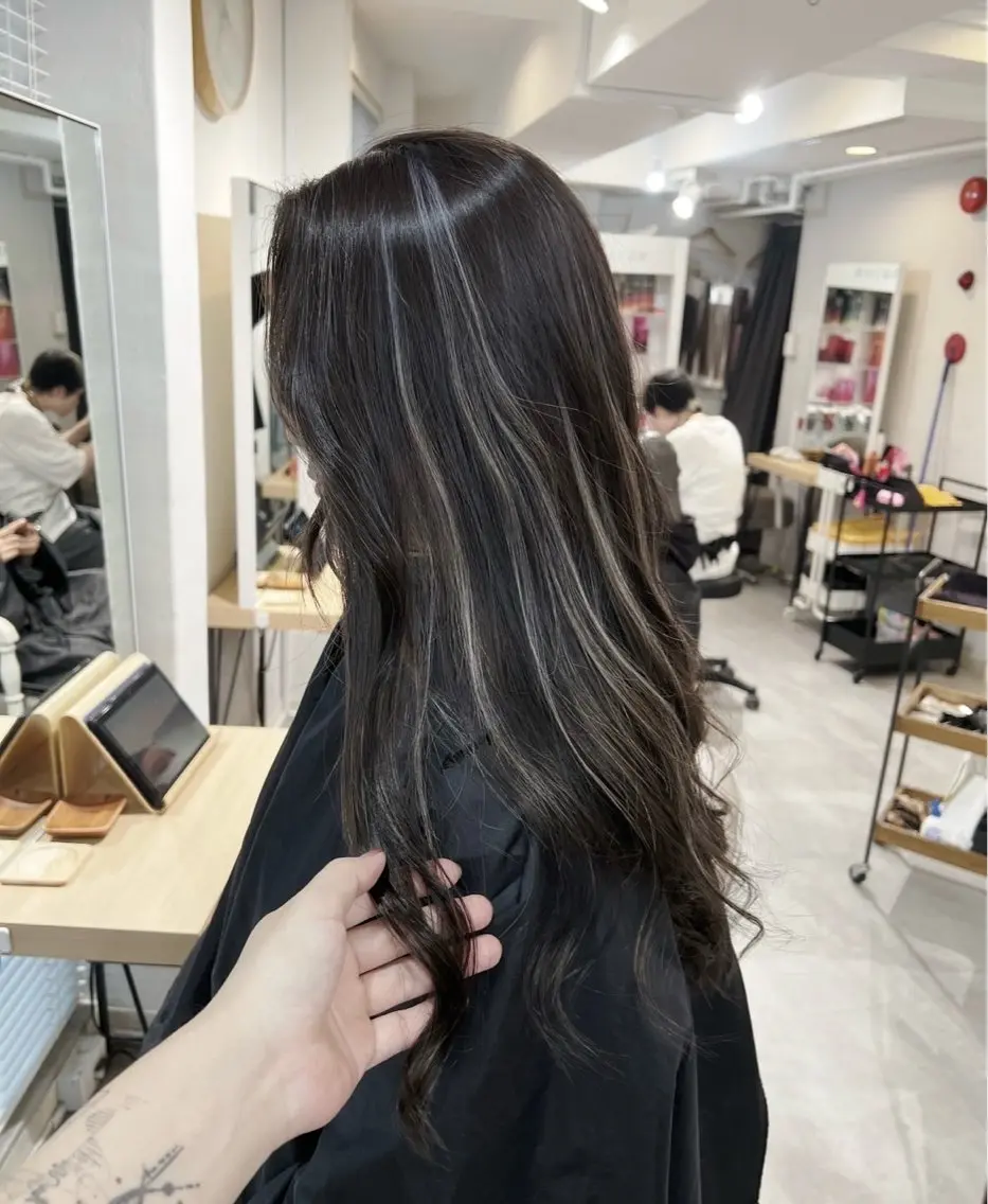 ロング カラー ダークグレー ダークグレージュ グレージュ ハイライトカラー ハイライト 指名数No.1 /NAOYAのヘアスタイル