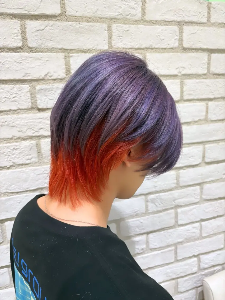 カラー メンズ デザインカラー ヘアカラー 髪質改善ストレート インナーカラーハズキのヘアスタイル