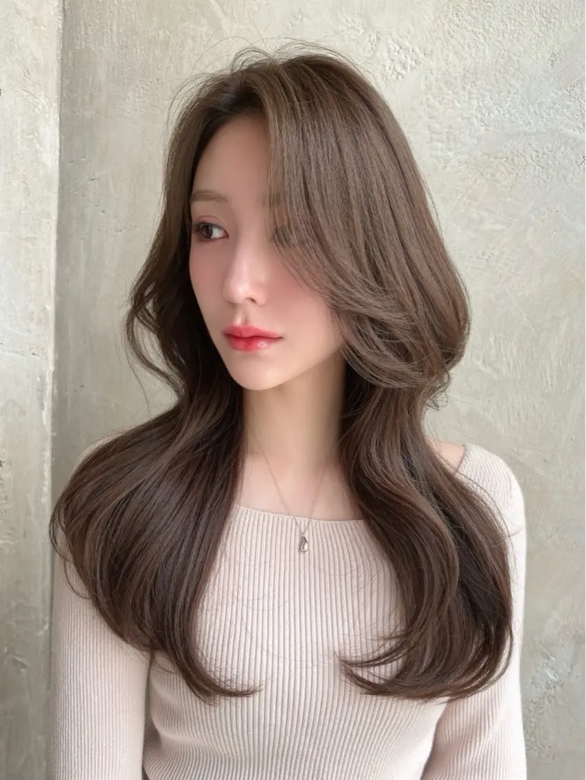 ロング カラー パーマ カット ヘアカラー トリートメント 銀座✨レイヤーカット 顔まわり/坂本亜裟海のヘアスタイル