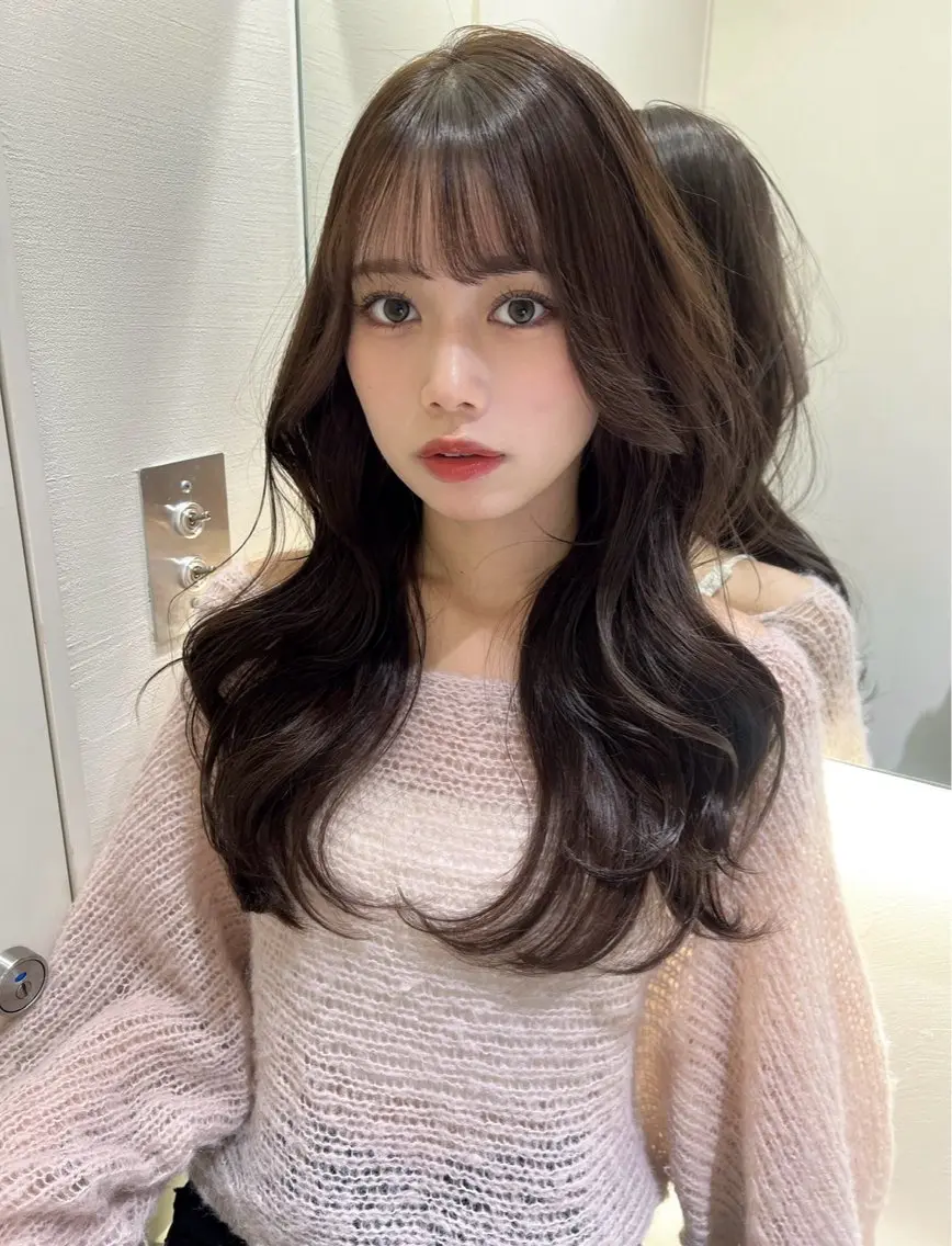 ロング カット ヘアカラー トリートメント 顔周り🇰🇷韓国 レイヤー/モエのヘアスタイル