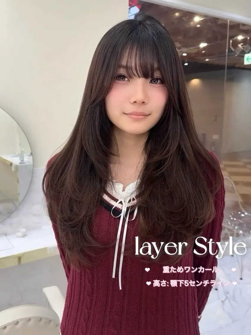 ロング カラー カット ヘアカラー 大人韓国レイヤ ー特化｜角岡泉希🩶のヘアスタイル