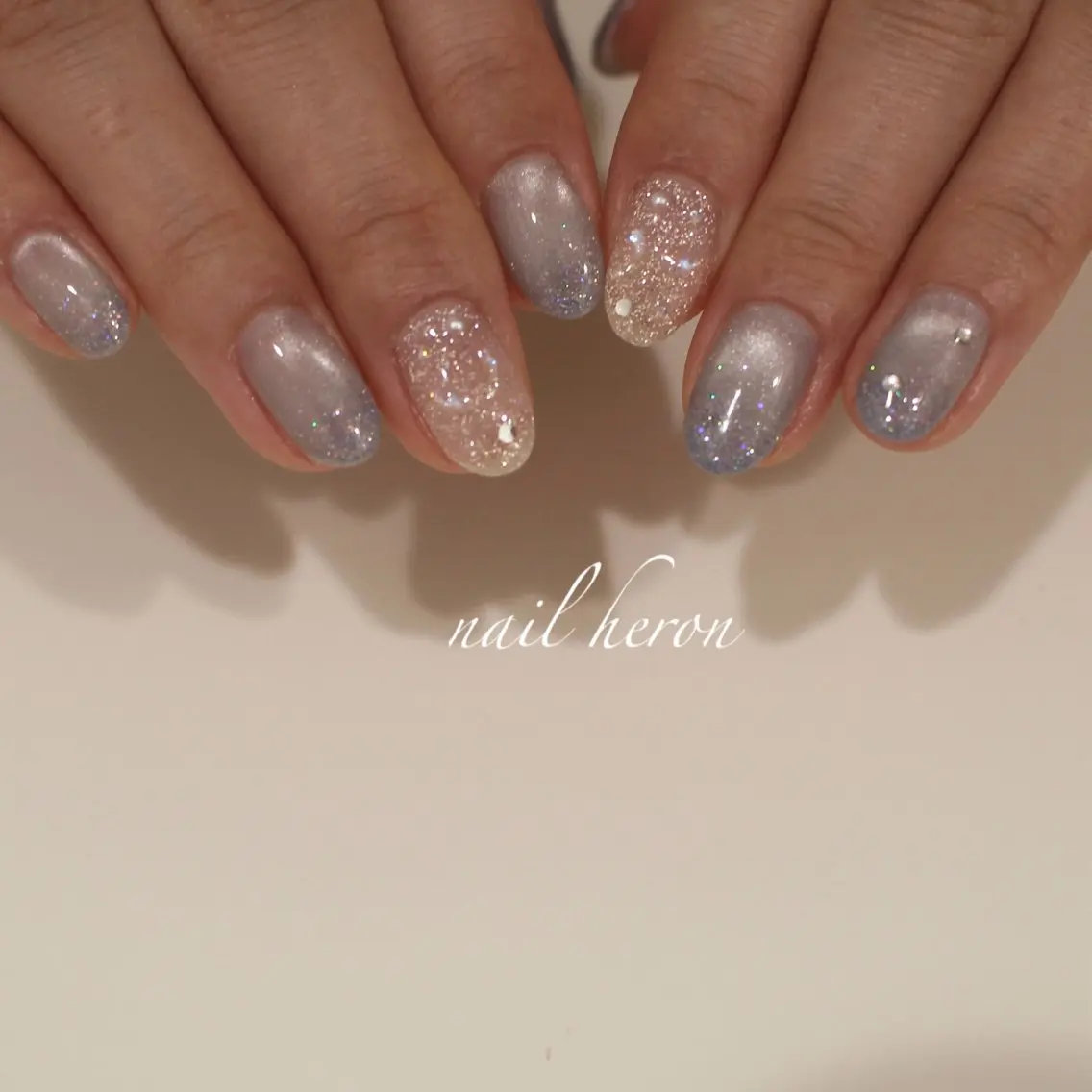 ネイル ラメ(グリッター) ハンドネイル saki_ nail heronのネイルデザイン