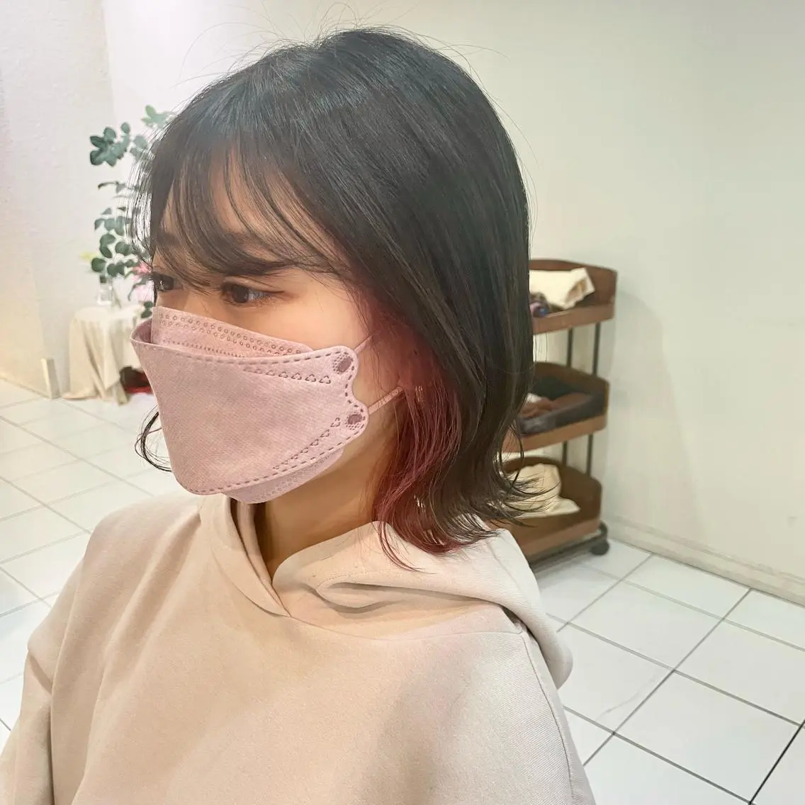 ミディアム カラー ブリーチ インナーカラー ピンクカラー 透明感カラー/ 寺田千雅子のヘアスタイル