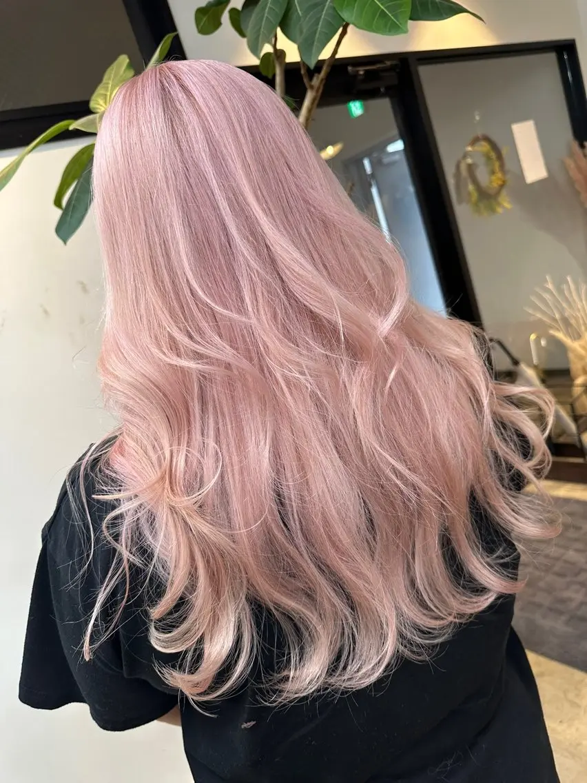 ロング カラー ヘアアレンジ ブリーチ毛縮毛矯正 👑山口のヘアスタイル