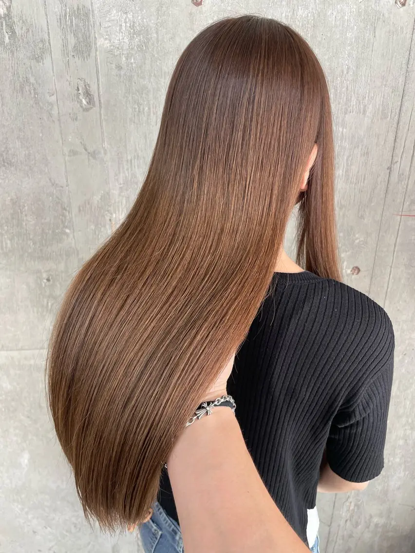 ロング カラー パーマ くせ毛 伸ばしかけ 縮毛矯正 酸性ストレート ストレートパーマ 縮毛矯正 トリートメント 江上拓郎/ショート /酸性ストレートのヘアスタイル