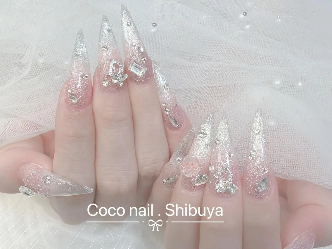 ネイル 成人式 大理石ネイル(マーブル) リボン 夏ネイル ネイルチップ ハンドネイル Mi Na Nail Salonのネイルデザイン