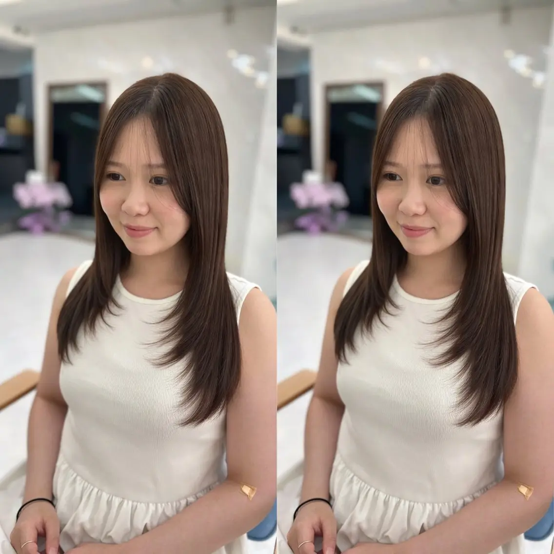 ロング カラー ベージュカラー オリーブベージュ 顔周りカット 髪質改善 縮毛矯正 ヘアカラー トリートメント 髪質改善🩵縮毛矯正 代々木/木下のヘアスタイル