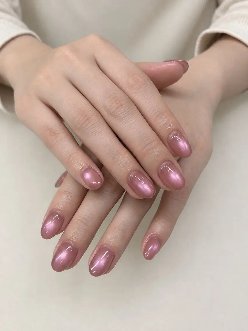 ネイル マグネットネイル ピンク シンプルネイル nail salon marcheのネイルデザイン