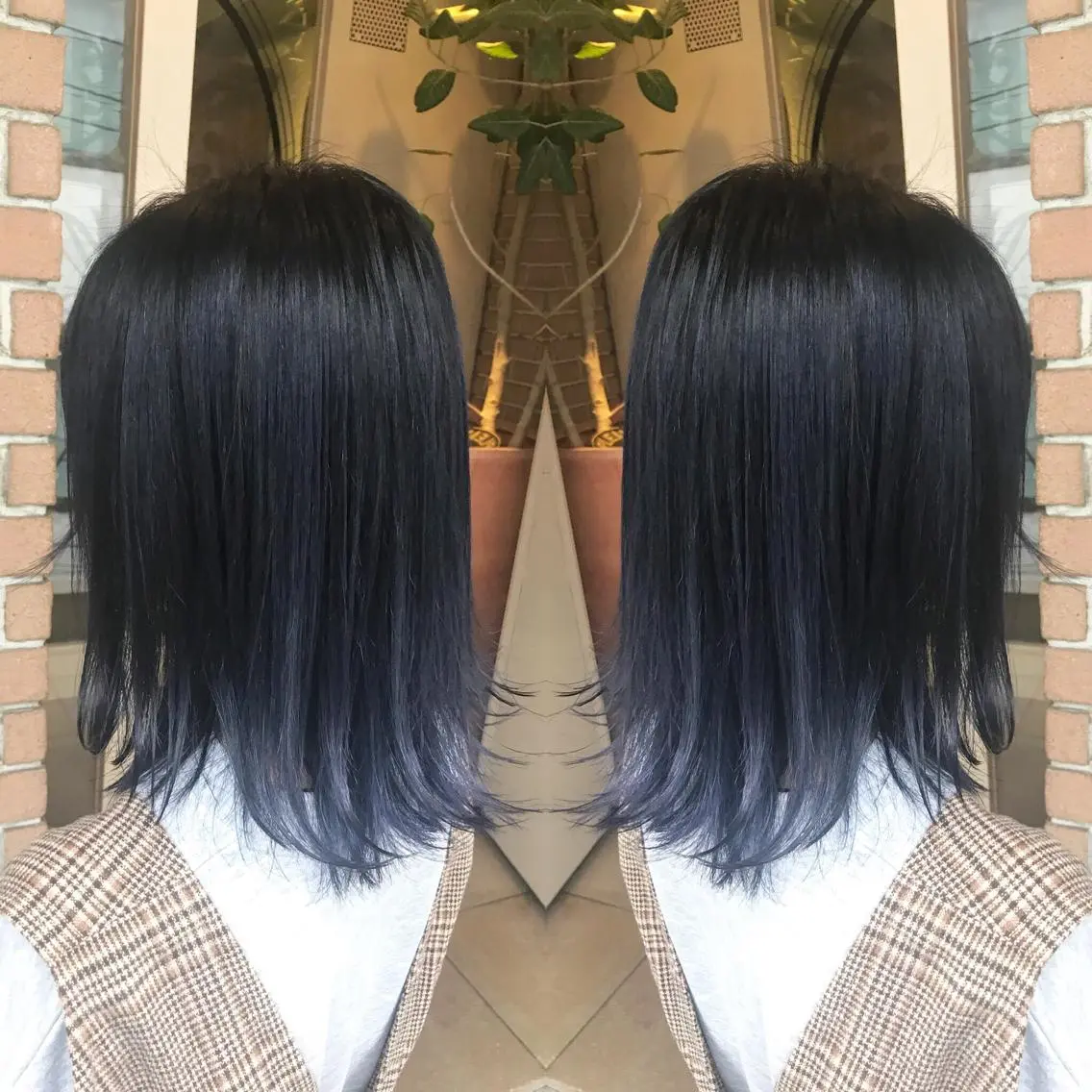 ミディアム カラー パーマ ヘアアレンジ メンズ キッズ ネイル マツエク・マツパ ブルーカラー ブルーグレー ブルー サロンドミルク 原宿のヘアスタイル
