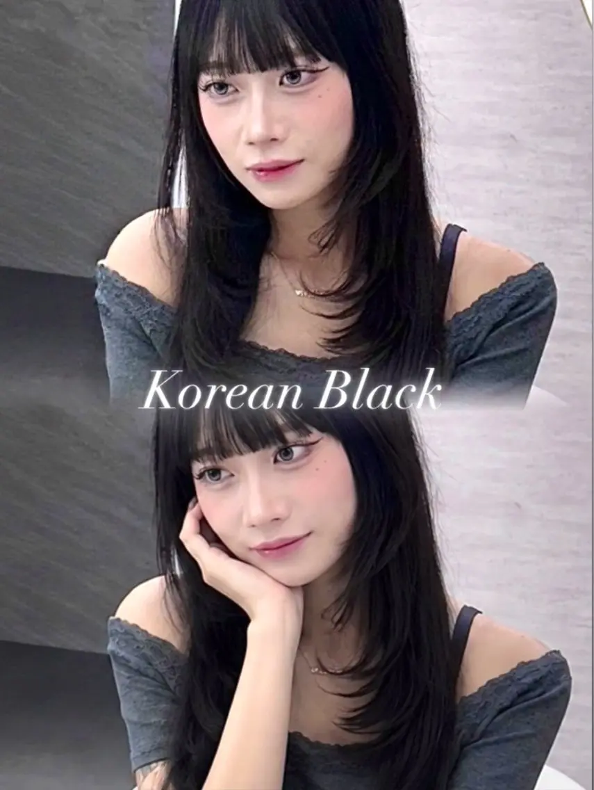 セミロング カラー ヘアアレンジ 黒髪 ブルーカラー ブルーブラック 透明感カラー グレージュ カット ヘアカラー 🖤kana韓国ヘア 艶髪カラー特化🖤のヘアスタイル